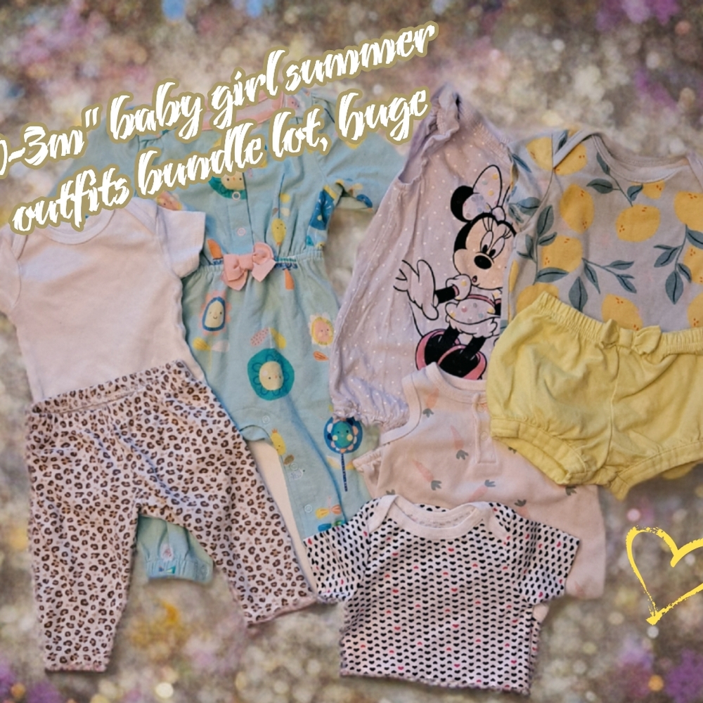 "0-3m" baby girl summer outfits bundle lot, huge 👶💛